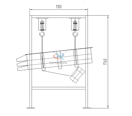 吊掛式長方形振動篩外形尺寸展示圖